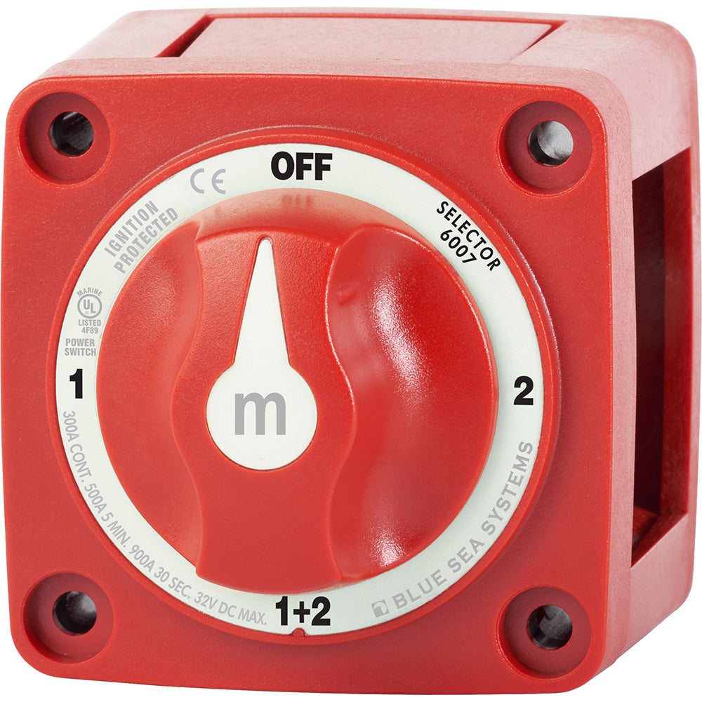 Blue Sea 6007 m-Series (Mini) Battery Switch Selector Four Position Red-Electrical-1-Tiny Boat Nation