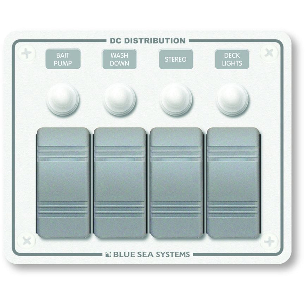 Blue Sea 8272 Water Resistant Panel - 4 Position - White - Horizontal Mount-Electrical-1-Tiny Boat Nation