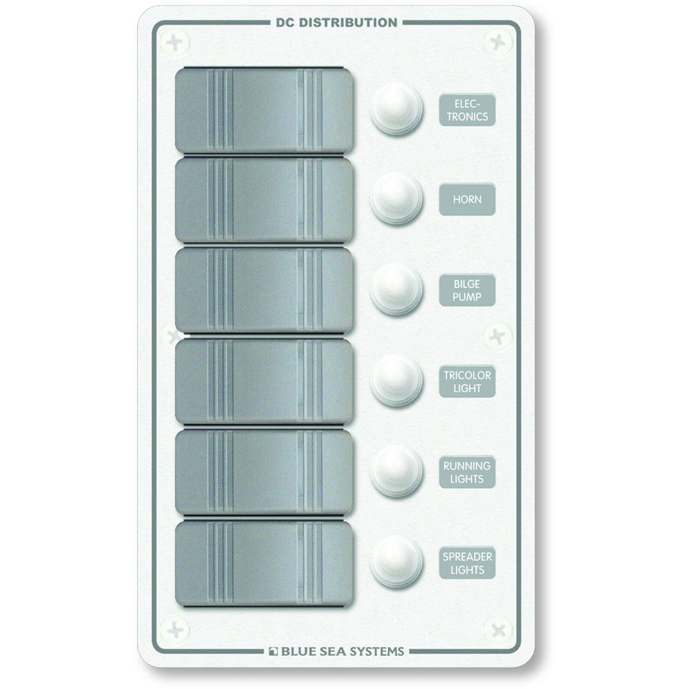 Blue Sea 8273 Water Resistant Panel - 6 Position - White - Vertical-Electrical-1-Tiny Boat Nation