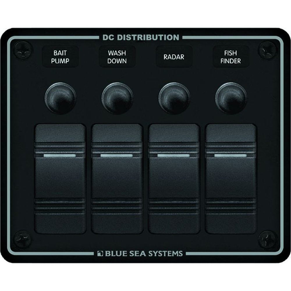 Blue Sea 8372 Water Resistant 4 Position - Black - Horizontal Mount Panel-Electrical-1-Tiny Boat Nation