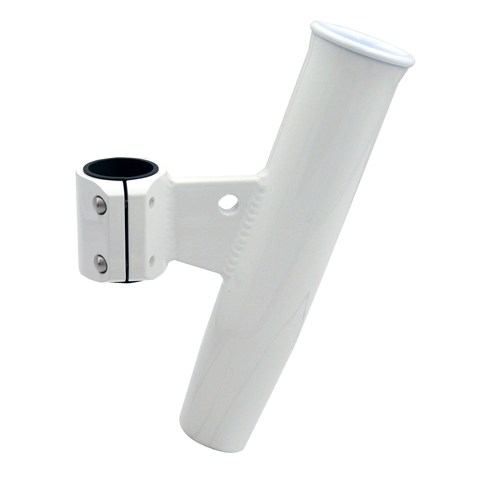 C.E. Smith Aluminum Vertical Clamp-On Rod Holder 1-27-32&quot; OD White Powdercoat w-Sleeve-Boat Outfitting-1-Tiny Boat Nation