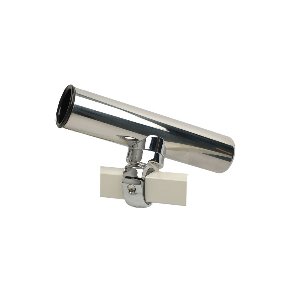 pontoon boat fishing rod holder C.E. Smith 55108A Pontoon Square Rail Adjustable Clamp-On Rod Holder
