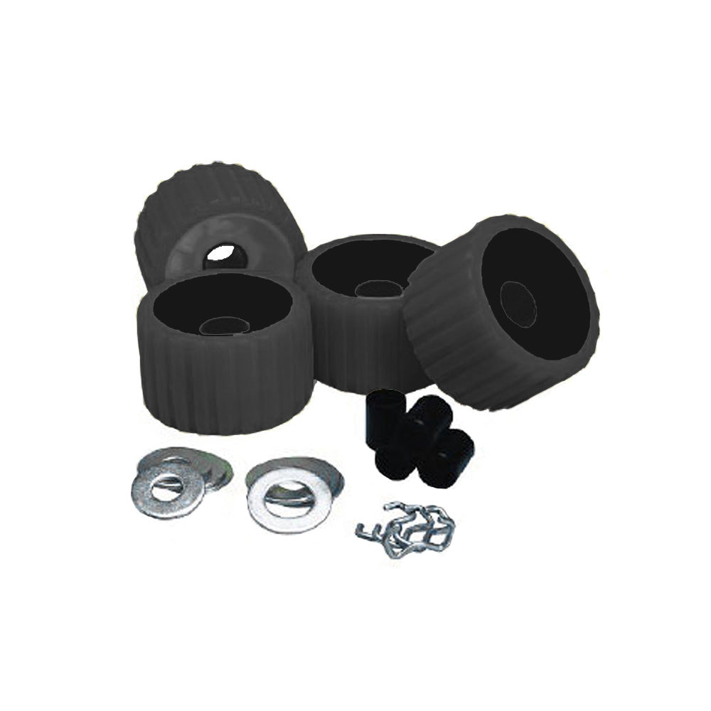 C.E. Smith Ribbed Roller Replacement Kit - 4 Pack - Black-Trailering-1-Tiny Boat Nation