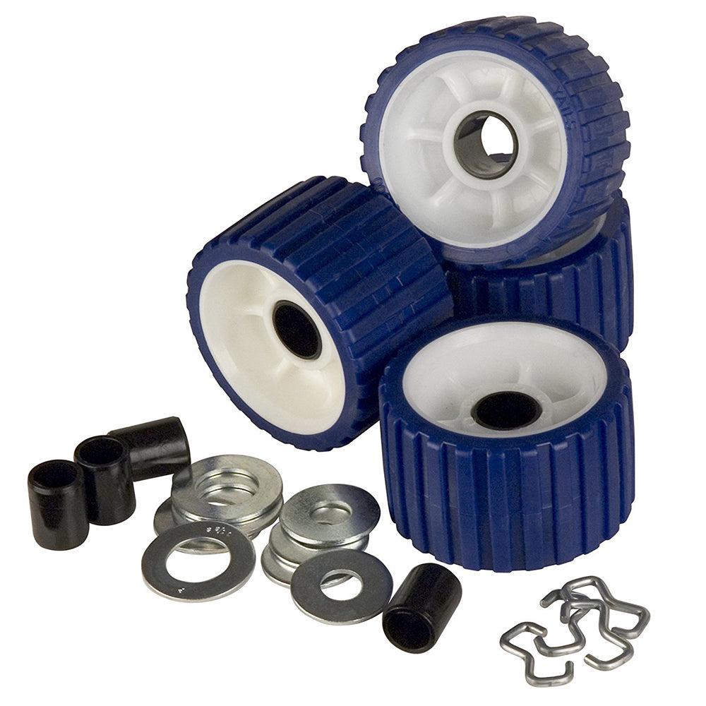 C.E. Smith Ribbed Roller Replacement Kit - 4-Pack - Blue-Trailering-1-Tiny Boat Nation