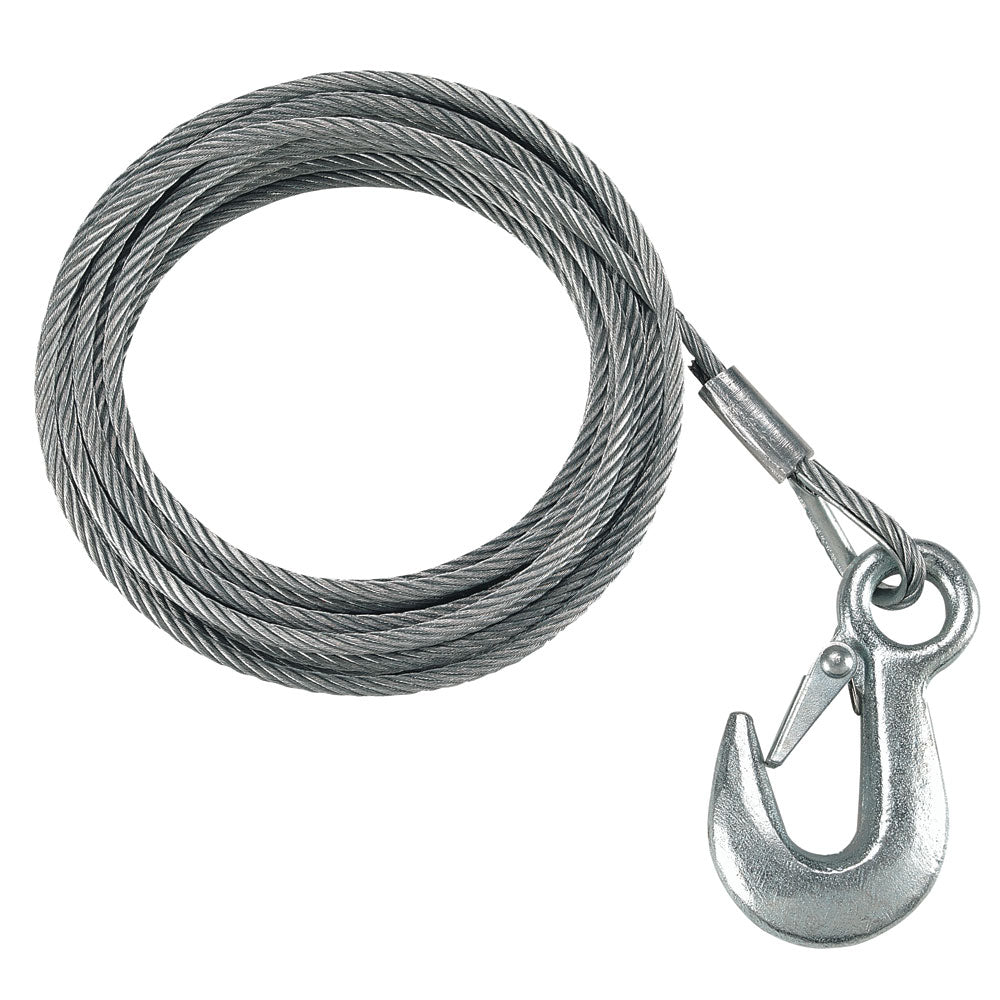 Fulton 7-32&quot; x 50&#39; Galvanized Winch Cable and Hook - 5,600 lbs. Breaking Strength-Trailering-1-Tiny Boat Nation