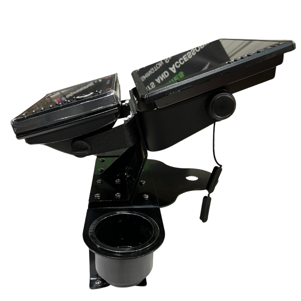 Heavy Duty Double Graph Mount-Watercraft Parts &amp; Accessories-Dual Graph Mount 5&quot; Bottom Riser-Cup + Puck Plate-14-Tiny Boat Nation