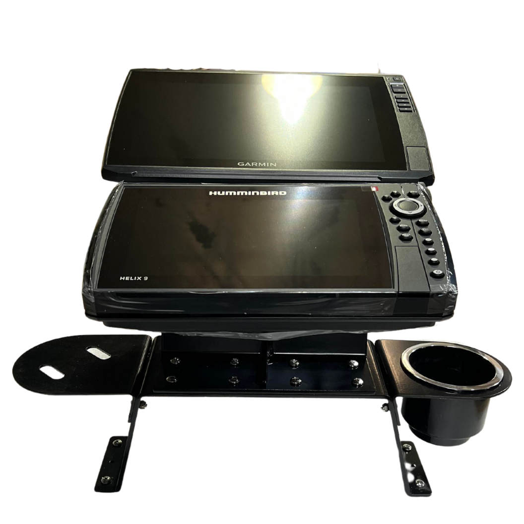 Heavy Duty Double Graph Mount-Watercraft Parts &amp; Accessories-Dual Graph Mount 5&quot; Bottom Riser-No Accessories - Graph Mount Only-6-Tiny Boat Nation