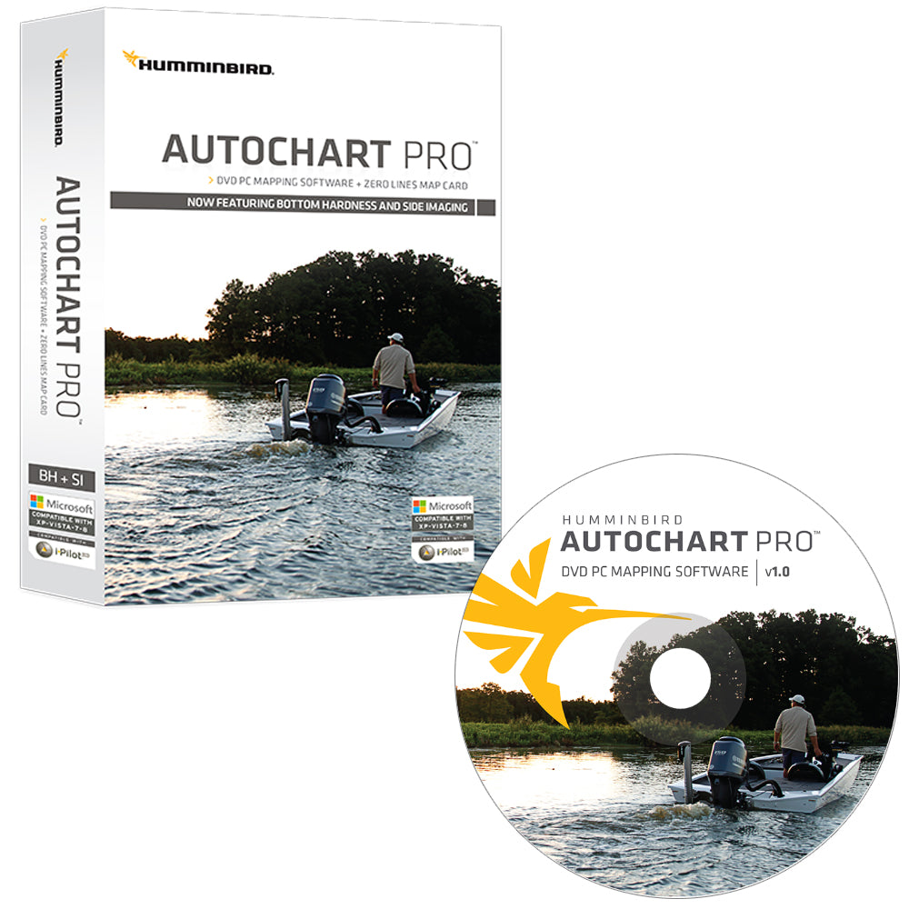 Humminbird AutoChart PRO DVD PC Mapping Software w-Zero Lines Map Card-Cartography-1-Tiny Boat Nation