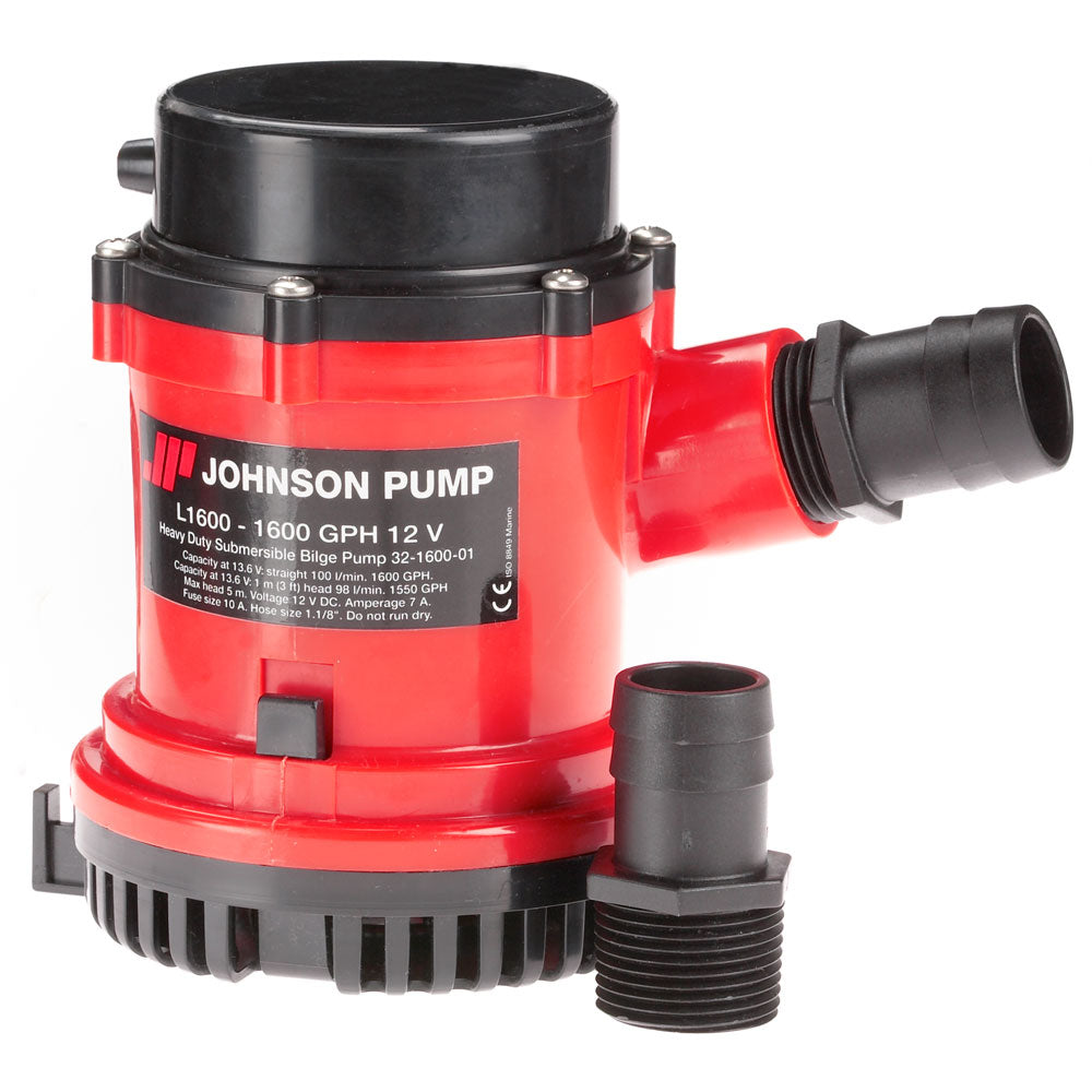 Johnson Pump 1600 GPH Bilge Pump 1-1-8" Hose 12V-Marine & Livewell Plumbing-1-Tiny Boat Nation