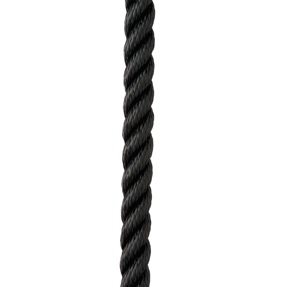 New England Ropes 1-2&quot; X 35&#39; Premium Nylon 3 Strand Dock Line - Black-Anchoring &amp; Docking-1-Tiny Boat Nation