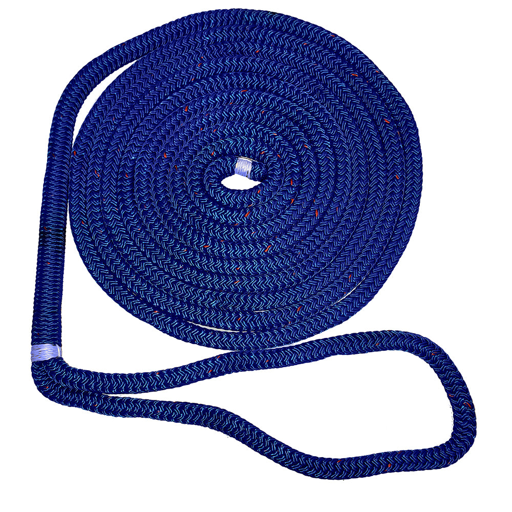 New England Ropes 3-4&quot; X 50&#39; Nylon Double Braid Dock Line - Blue w-Tracer-Anchoring &amp; Docking-1-Tiny Boat Nation
