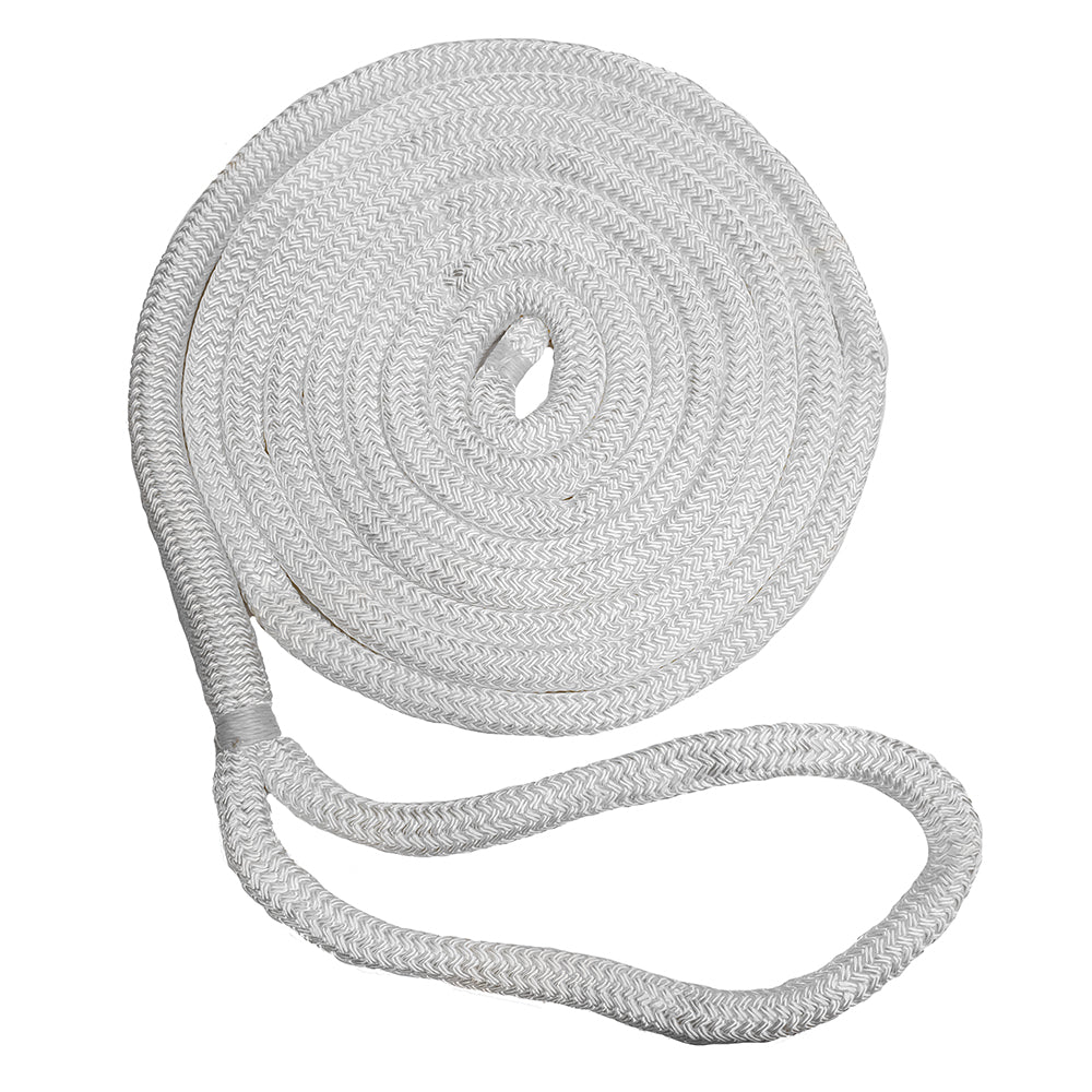 New England Ropes 3-4&quot; x 50&#39; Nylon Double Braid Dock Line - White-Anchoring &amp; Docking-1-Tiny Boat Nation