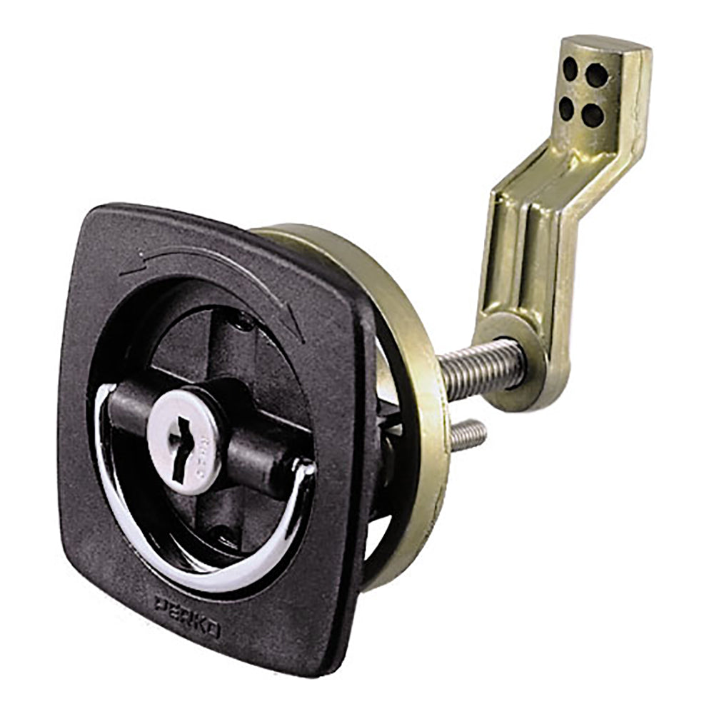 Perko Black Flush Lock - 2.5&quot; x 2.5&quot; w-Offset Cam Bar &amp; Flexible Polymer Strike-Marine Hardware-1-Tiny Boat Nation