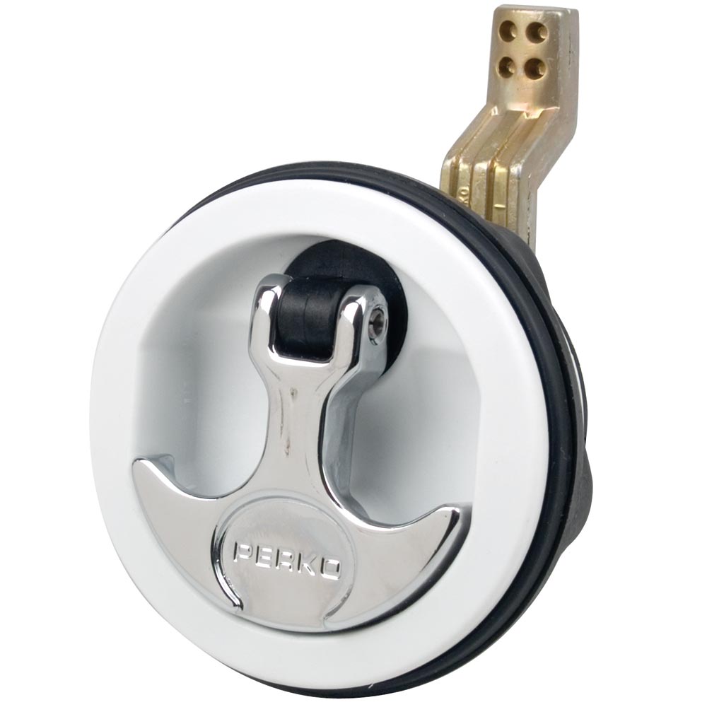 Perko Flush Latch - Surface Mount Offset Cam Bar - 2.5&quot; Hole - White-Marine Hardware-1-Tiny Boat Nation