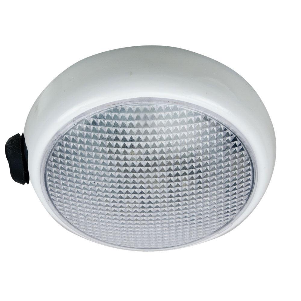 Perko Round Surface Mount LED Dome Light - White Powder Coat - w- Switch-Lighting-1-Tiny Boat Nation