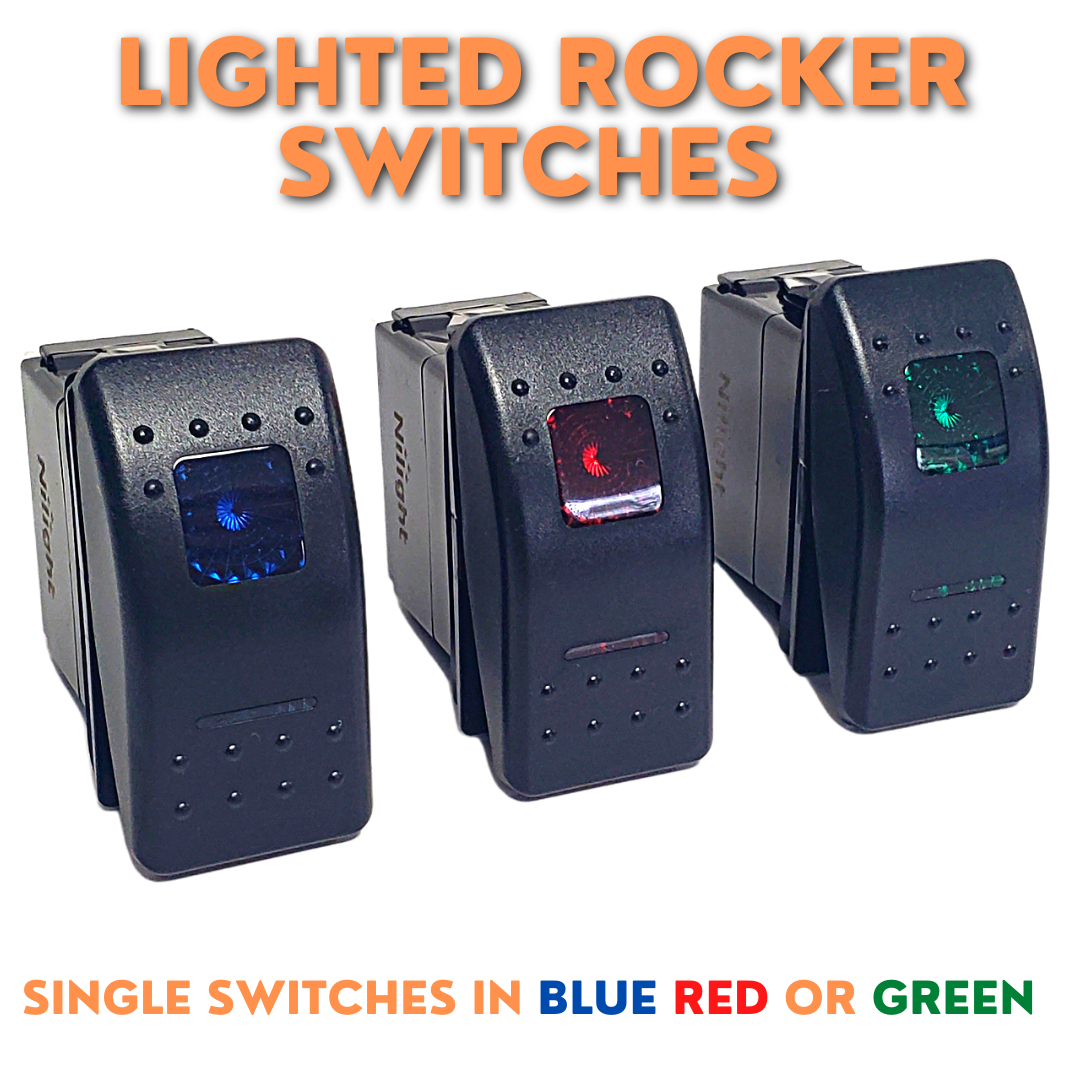 Rocker Switches - 5 Pin Lighted Red, Green, or Blue-Electrical-1-Tiny Boat Nation