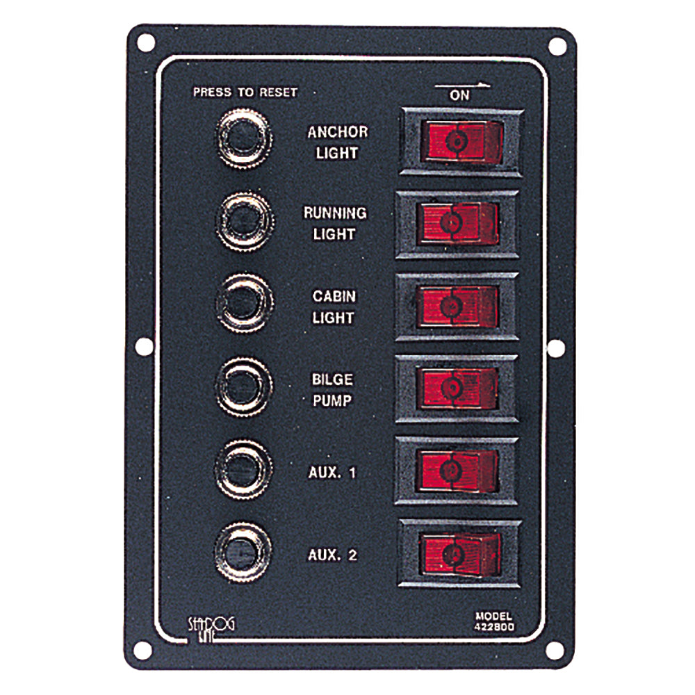 Sea-Dog Aluminum Circuit Breaker Panel - 6 Circuit-Electrical-1-Tiny Boat Nation
