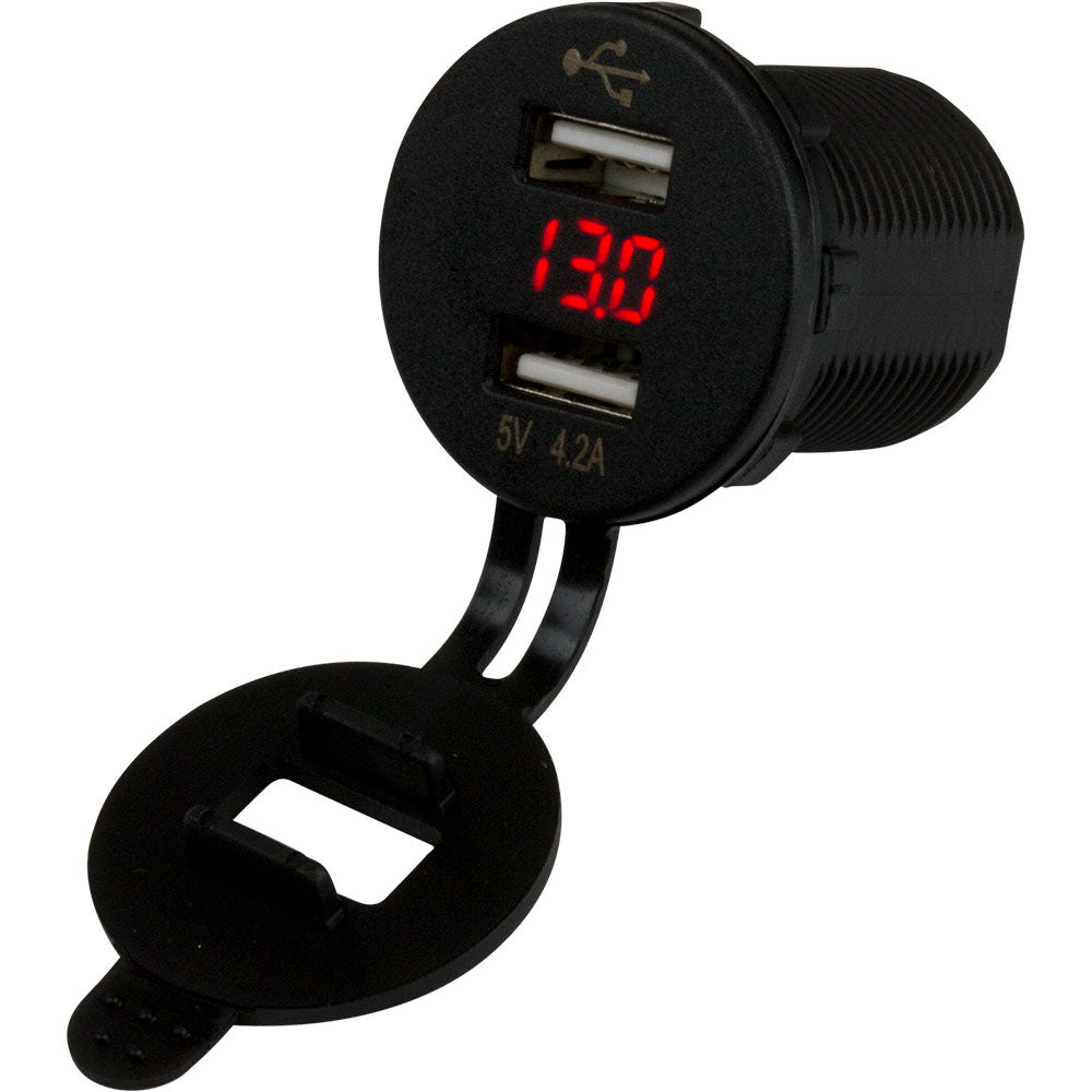 Sea-Dog Dual USB Socket-Voltmeter w-Hidden Display-Electrical-1-Tiny Boat Nation