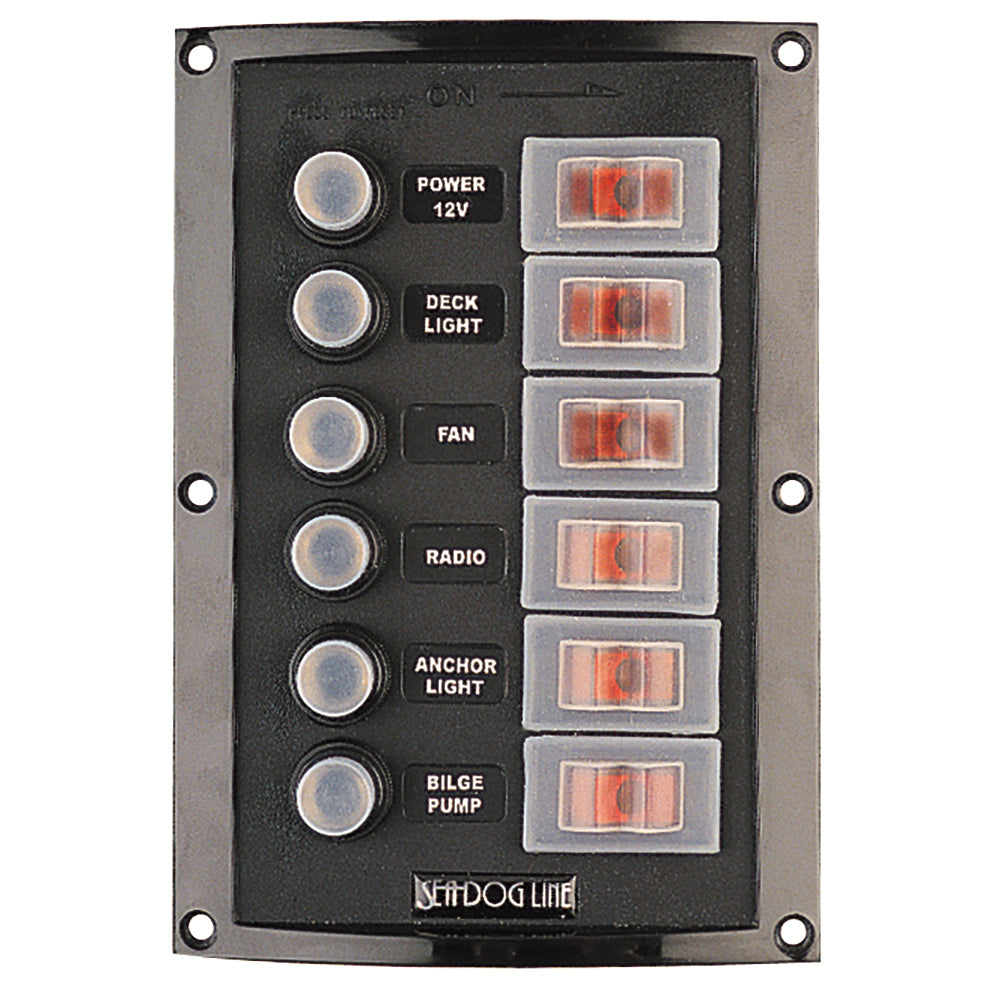 Sea-Dog Splash Guard Circuit Breaker Panel - 6 Circuit-Electrical-1-Tiny Boat Nation