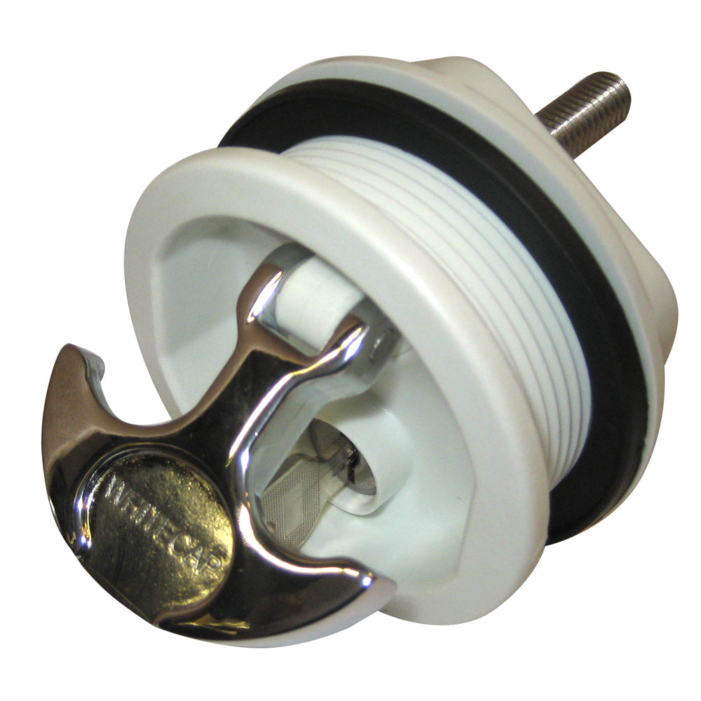 Whitecap T-Handle Latch - Chrome Plated Zamac-White Nylon - Locking - Freshwater Use Only-Marine Hardware-1-Tiny Boat Nation